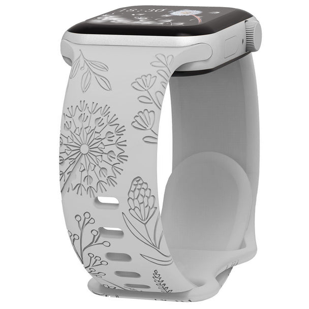 Floral Relief Design Silicone Band for Apple Watch