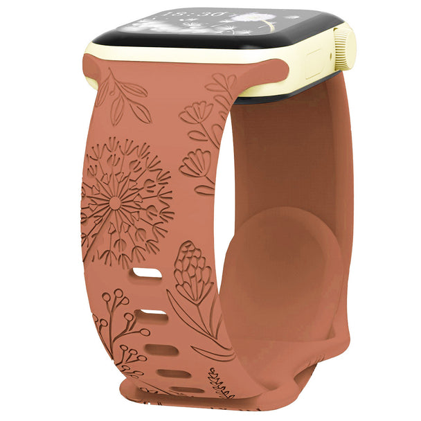 Floral Relief Design Silicone Band for Apple Watch