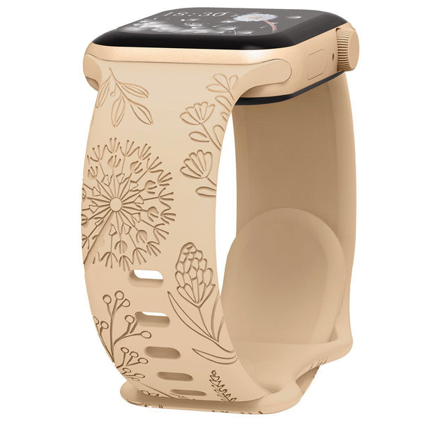 Floral Relief Design Silicone Band for Apple Watch