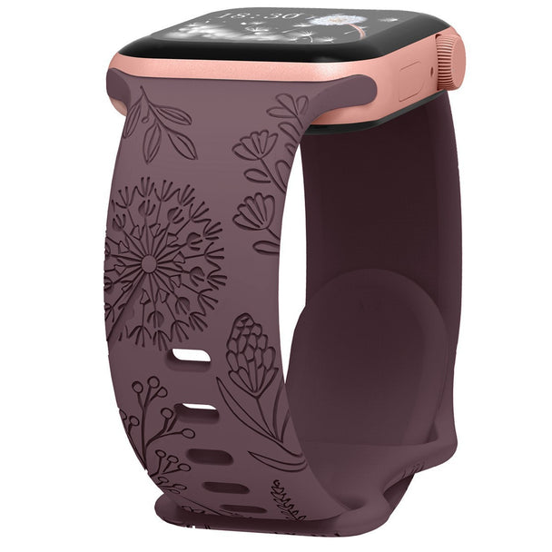 Floral Relief Design Silicone Band for Apple Watch