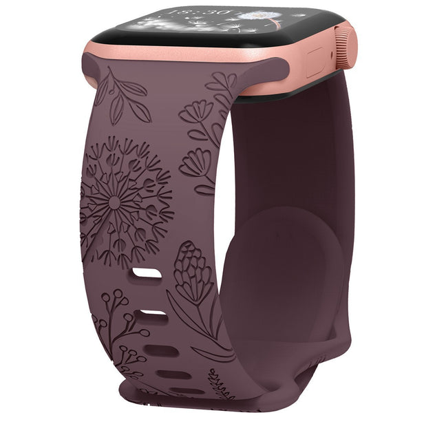 Floral Relief Design Silicone Band for Apple Watch