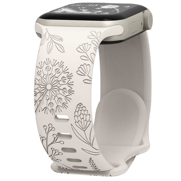 Floral Relief Design Silicone Band for Apple Watch