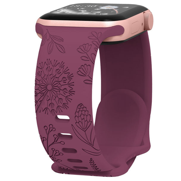 Floral Relief Design Silicone Band for Apple Watch