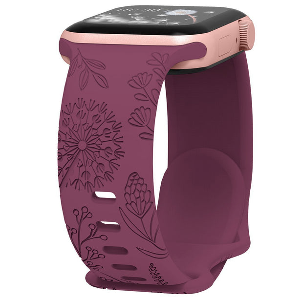 Floral Relief Design Silicone Band for Apple Watch
