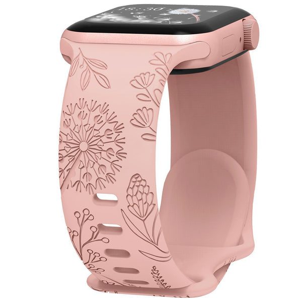 Floral Relief Design Silicone Band for Apple Watch