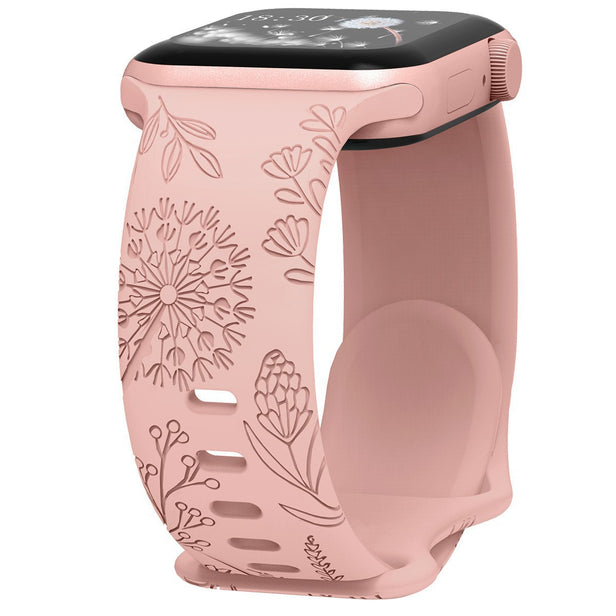 Floral Relief Design Silicone Band for Apple Watch