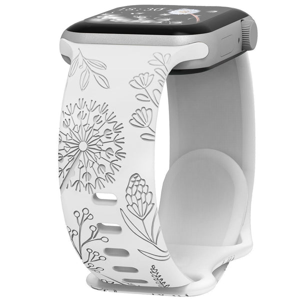 Floral Relief Design Silicone Band for Apple Watch