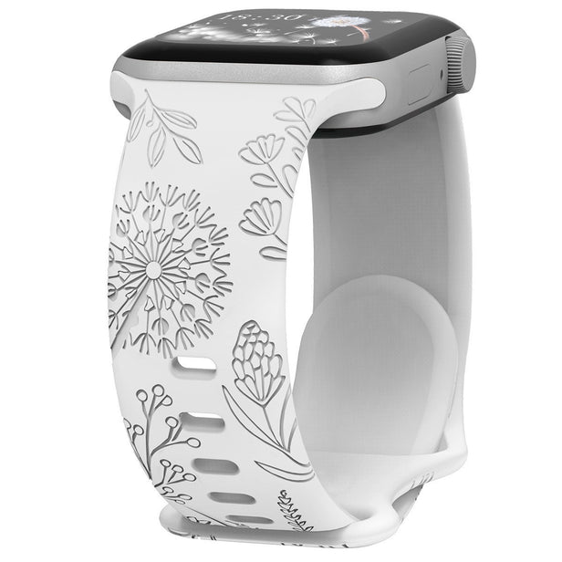 Floral Relief Design Silicone Band for Apple Watch